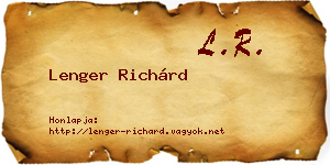Lenger Richárd névjegykártya