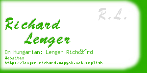 richard lenger business card